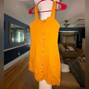 Yellow Jean tight overall dress